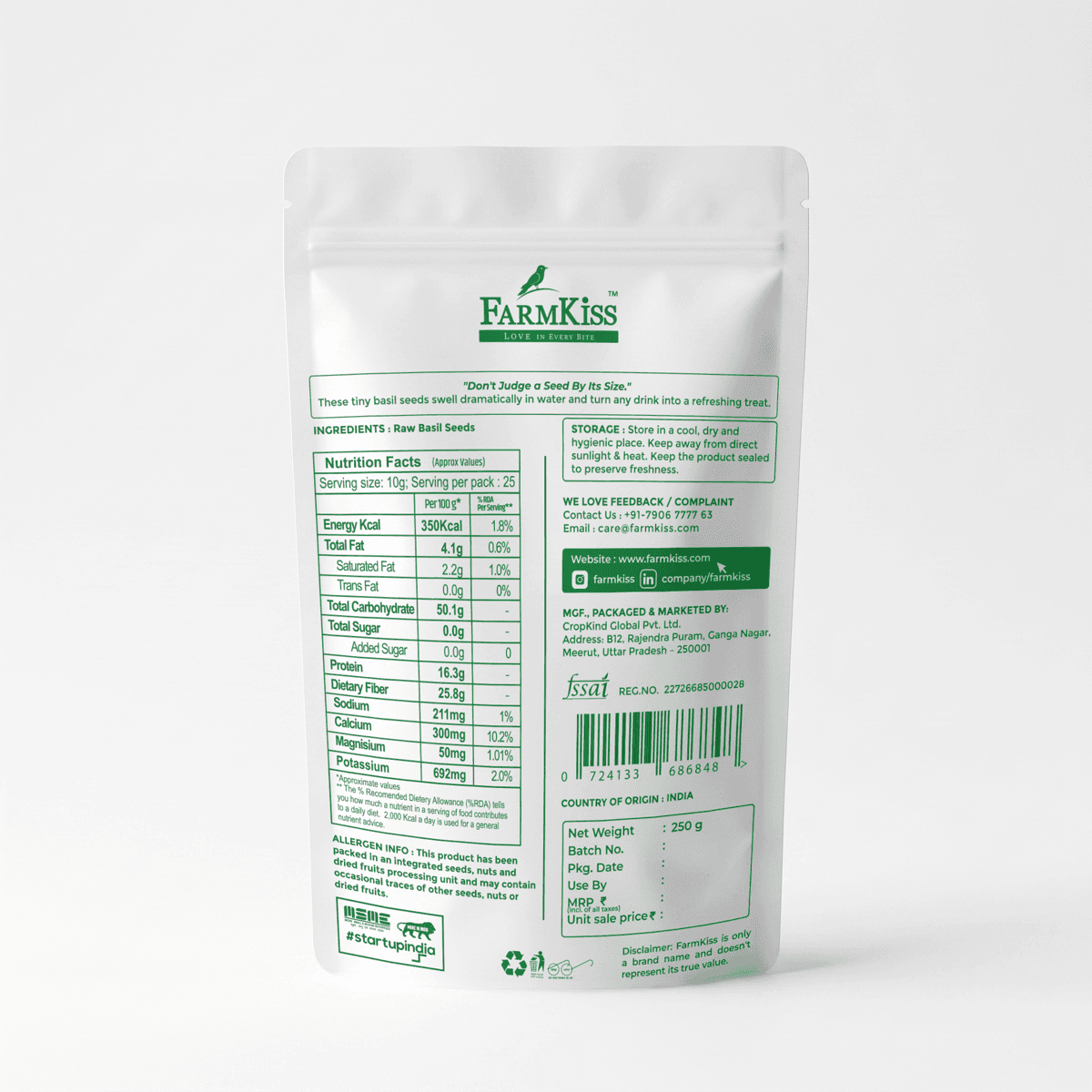 FarmKiss Basil Seeds — back